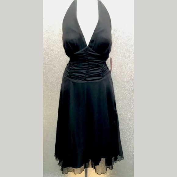 NWT $138 Philip Decaprio Black Silk Halter Dress 8 - Picture 1 of 9